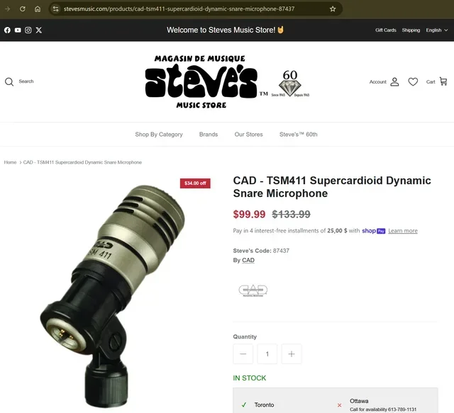 3 tres micrófonos cardioides dinámicos CAD TSM411 — foto 4